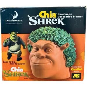 Vintage 2004 DreamWorks Shrek Ogre Chia Pet Head Handmade Decorative Planter NIB